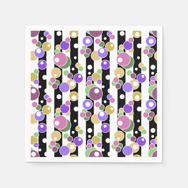 Guardanapo De Papel Retro, listrado e bolinhas (Frente)