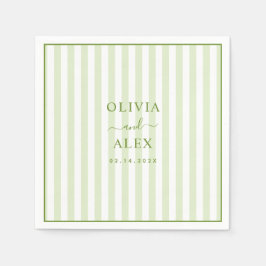 Guardanapo De Papel Retro Listrado Verde Casamento Personalizado 