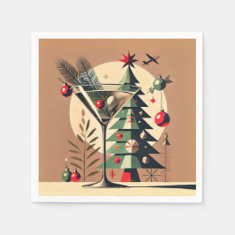 Guardanapo De Papel Retro Martini de Natal Árvore Jet Set dos Anos 50