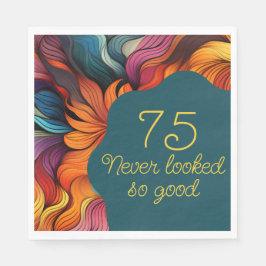 Guardanapo De Papel Retro Modern Teal Orange 75º aniversário