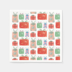 Guardanapo De Papel Retro Natal Apresenta Ilustração Napkins
