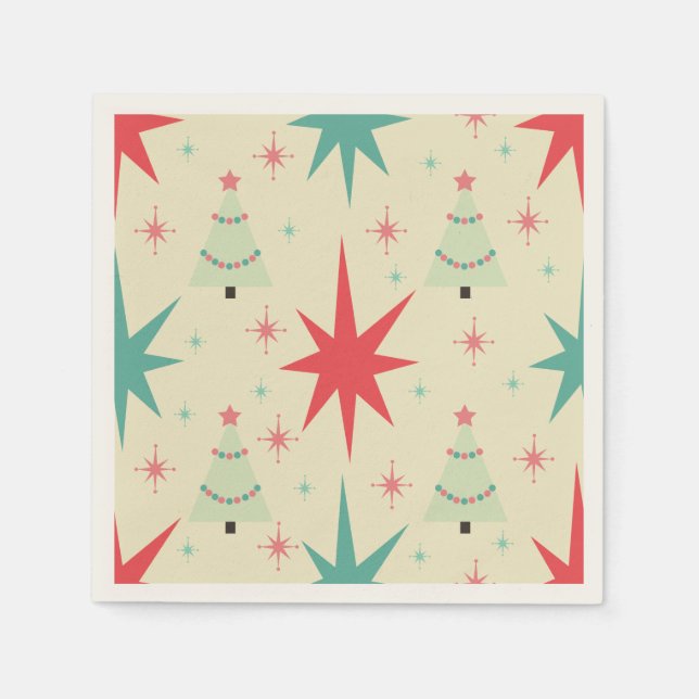 Guardanapo De Papel Retro Natal dos anos 50 (Frente)