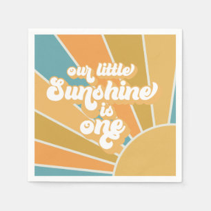 Guardanapo De Papel Retro Nosso Pequeno Menino Sol Primeiro Aniversári
