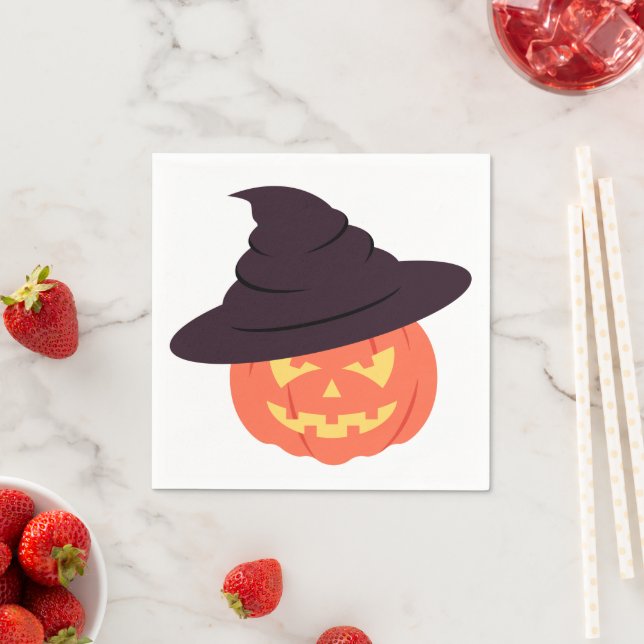 Guardanapo De Papel Retro Orange Pumpkin Feliz Halloween Napkins (Insitu)