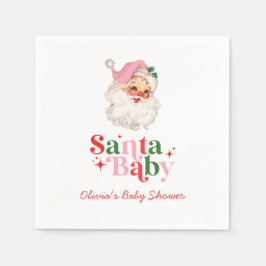 Guardanapo De Papel Retro Pink Santa Baby christmas baby shower