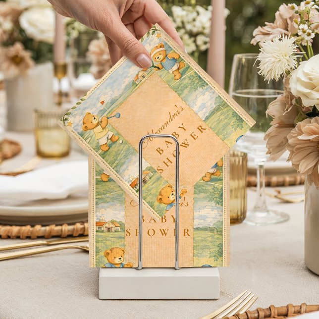 Guardanapo De Papel Retro Playground Teddy Bears Baby Shower (Criador carregado)