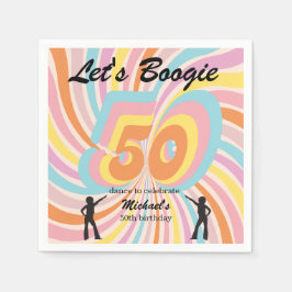 Guardanapo De Papel Retro Psycho Boogie Colorful Men's 50th birthday