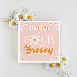 Guardanapo De Papel Retrô Quatro Meninas de Groovy 4º aniversário