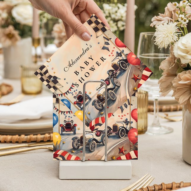 Guardanapo De Papel Retro Race Car Baby Shower (Criador carregado)