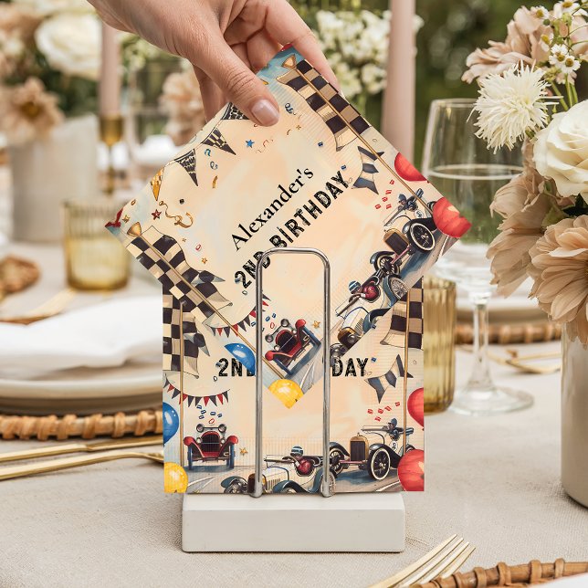 Guardanapo De Papel Retro Race Track Two Fast Birthday (Criador carregado)