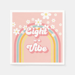 Guardanapo De Papel Retro Rainbow Oito é um Clima Groovy 8º Aniversári