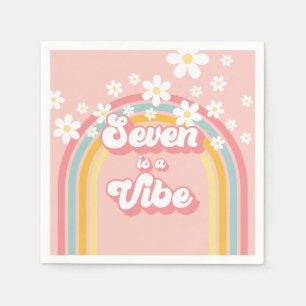 Guardanapo De Papel Retro Rainbow Seven é um 7 Vibe Groovy Aniversário