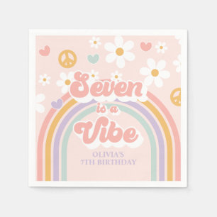 Guardanapo De Papel Retro Rainbow Seven é uma Vibração de 7º Aniversár