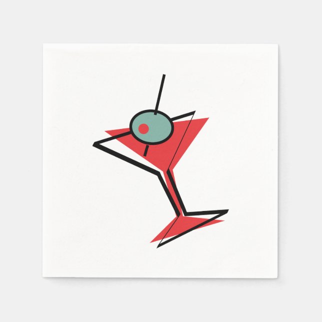 Guardanapo De Papel Retro Red Martini (Frente)