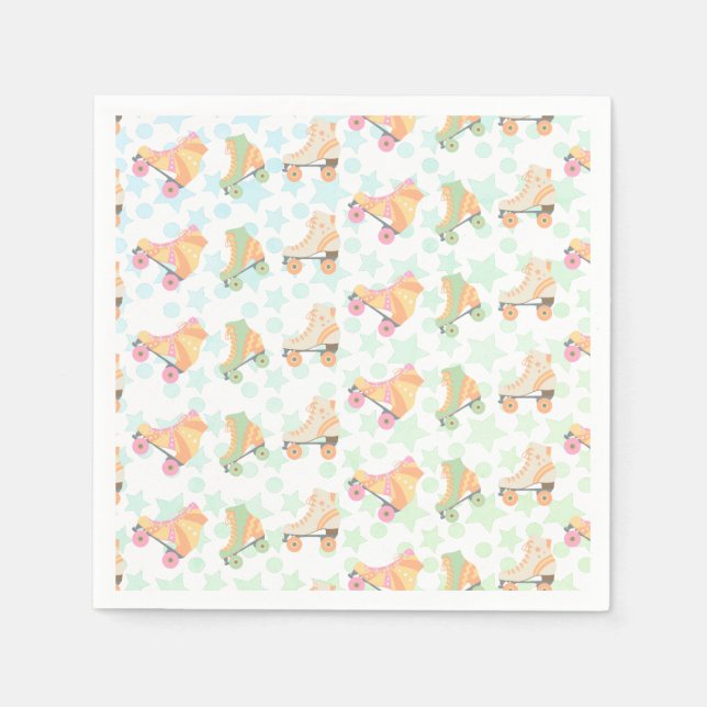 Guardanapo De Papel Retro Rollerskate Skates de aniversário Stars Past (Frente)