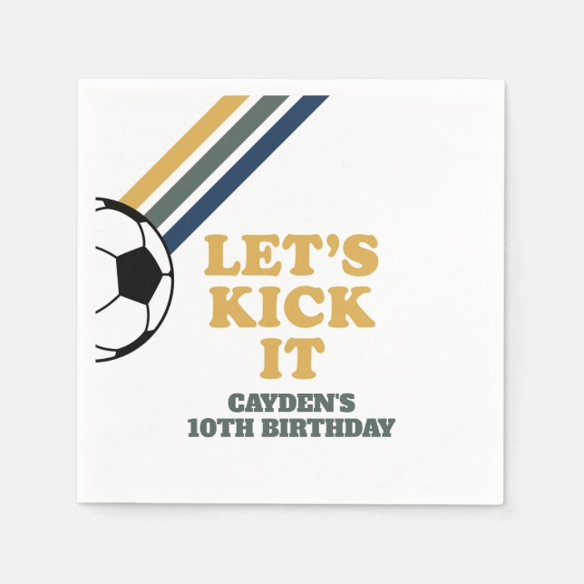 Guardanapo De Papel Retro Soccer Birthday Napkins (Frente)