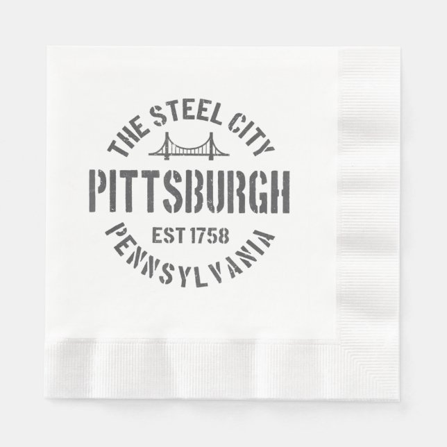 Guardanapo De Papel Retro Steel City Pittsburgh Pensilvânia Yinz (Frente)