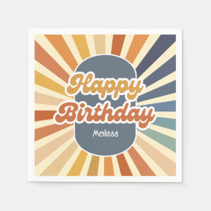 Guardanapo De Papel Retro Sun Groovy Wave Happy Birthday
