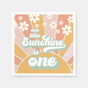 Guardanapo De Papel Retro Sunshine Daisy boho floral primeiro anivers