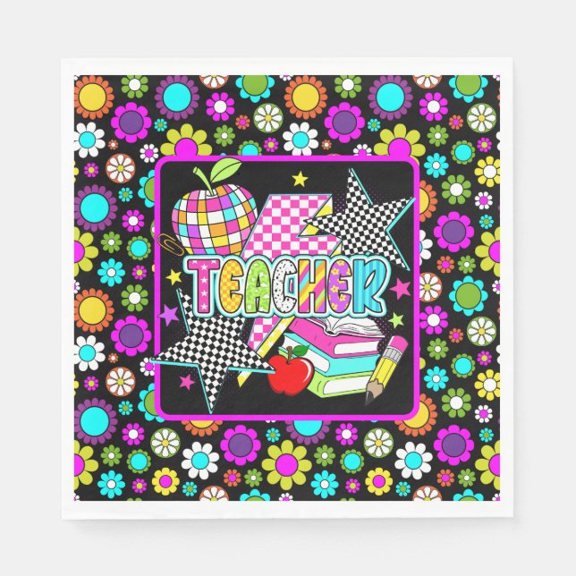 Guardanapo De Papel Retro Teacher Paper Dinner Napkins (Frente)