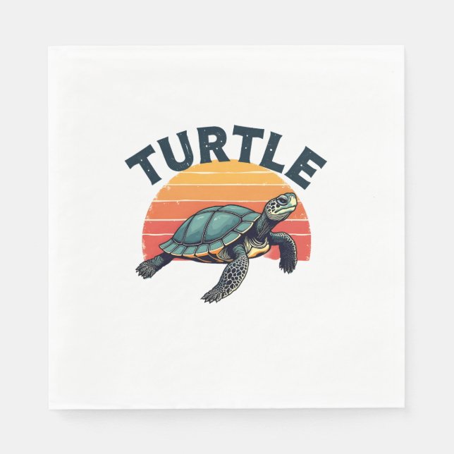 Guardanapo De Papel Retro Turtle T-Shirt (Frente)