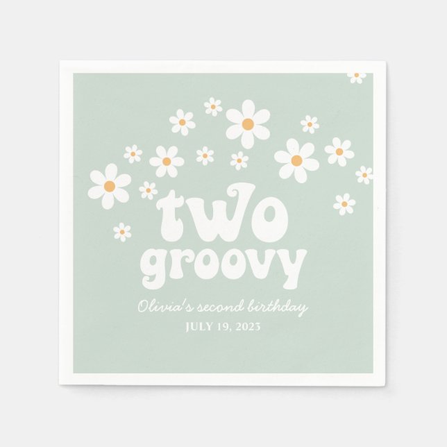 Guardanapo De Papel Retro Two Groovy margarida boho floral segundo ani (Frente)
