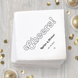 Guardanapo De Papel Retrô Typografia Cheers! Casamento Negro e Branco