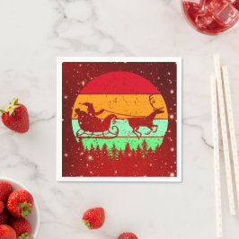 Guardanapo De Papel Retro Vintage Sunset Papais noeis Sleigh Reindee