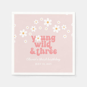Guardanapo De Papel Retro Young Wild 3 Daisy floral aniversário de 3