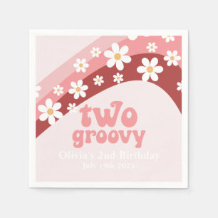 Guardanapo De Papel Retron Two Groovy Daisy boho floral segundo aniver