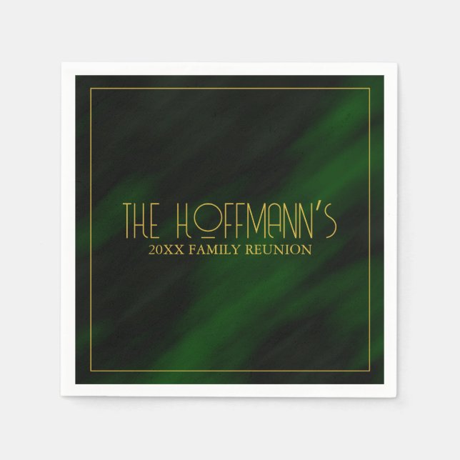 Guardanapo De Papel Reunião da família Elegald Green Frame Dourada (Frente)