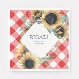 Guardanapo De Papel Reunião Russa da família Sunflower Red Gingham