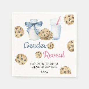 Guardanapo De Papel Revelação de Gênero de Leite e Biscoitos Aquarela
