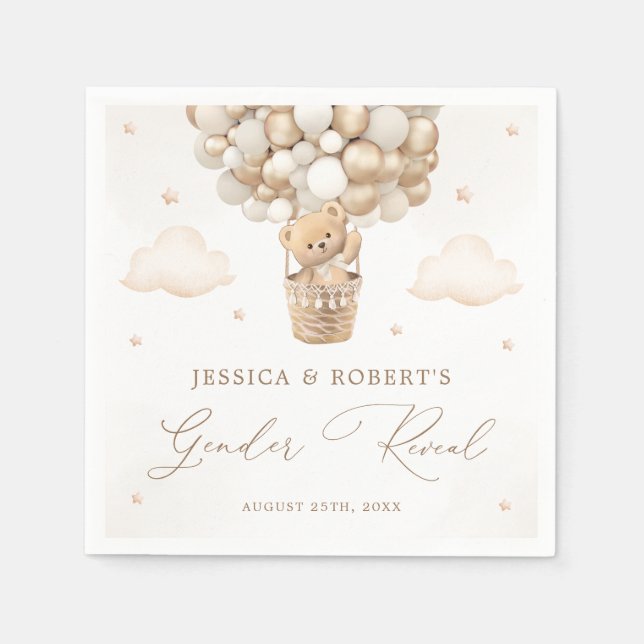 Guardanapo De Papel Revelação de Gênero do Urso de Teddy (Frente)