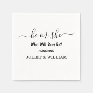 Guardanapo De Papel Revelação Mínima De Gênero Elegante A Preto E Bran