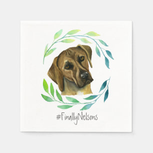 Guardanapo De Papel Rhodesian Ridgeback com uma aguarela da grinalda