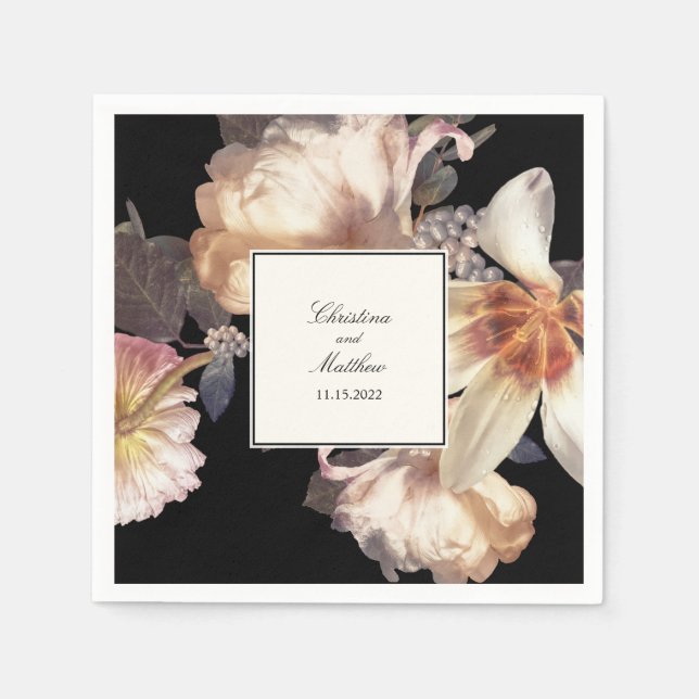 Guardanapo De Papel Rich Moody Floral Elegant Wedding (Frente)