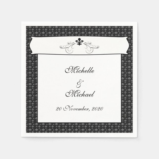 Guardanapo De Papel Rico Elegante Personalizado Fleur de Lis (Frente)