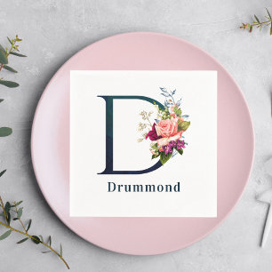 Guardanapo De Papel Rico Floral Monograma - Letra D Casamento Personal