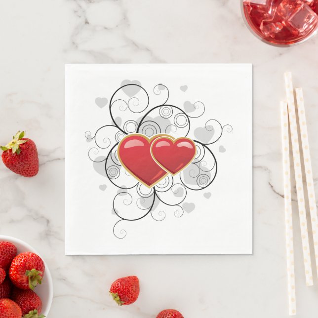 Guardanapo De Papel Rico Heart Red Love Napkins (Insitu)