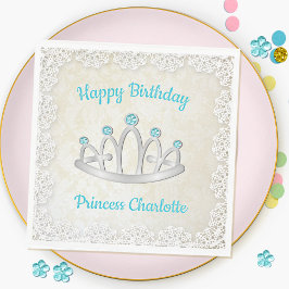 Guardanapo De Papel Rico Lace Princesa Tiara Birthday Paper Napkin