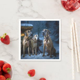 Guardanapo De Papel Ridgeback Ridgeback Snowy Sleigh Decência de Natal