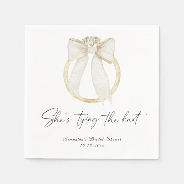Guardanapo De Papel Ring Bow She's tying the knot Bridal Shower (Frente)