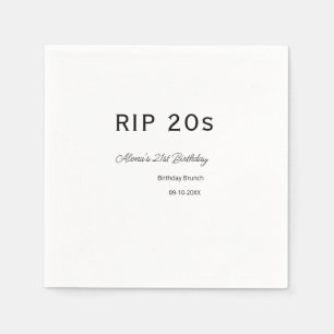 Guardanapo De Papel RIP 20s aniversário de 21 anos simples data mínima