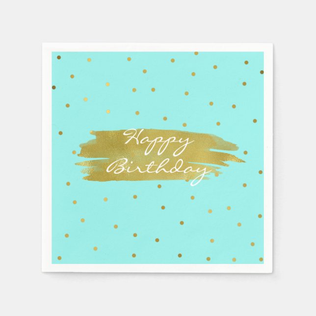Guardanapo De Papel Robins Azul De Ovo Com Pontos Dourados Aniversário (Frente)
