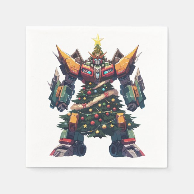 Guardanapo De Papel Robô artificial de árvore de Natal (Frente)