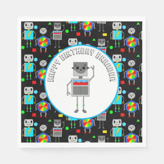 Guardanapo De Papel Robô de aniversário do garoto personalizado