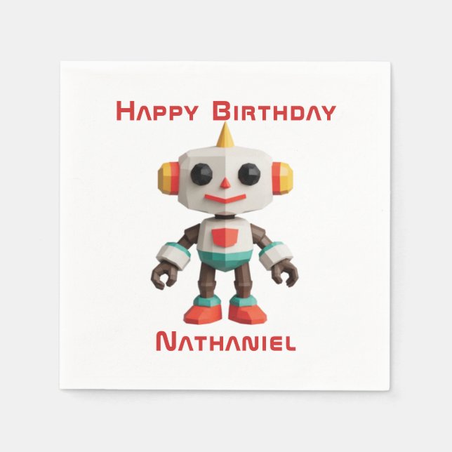Guardanapo De Papel Robôs Crianças Personalizáveis (Frente)