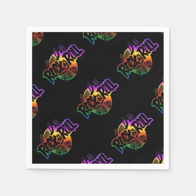 Guardanapo De Papel Rock and Roll Rainbow Music Pattern Napkins (Frente)
