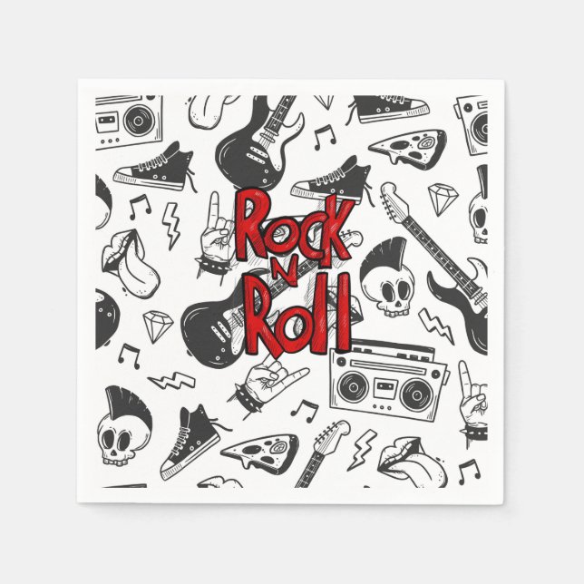 Guardanapo De Papel Rock N Roll Para Sempre (Frente)